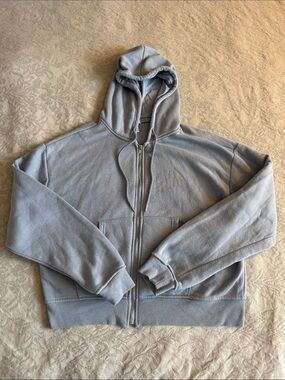 Better Together Relaxed Light Blue Zip Hoodie with Kangaroo Pocket